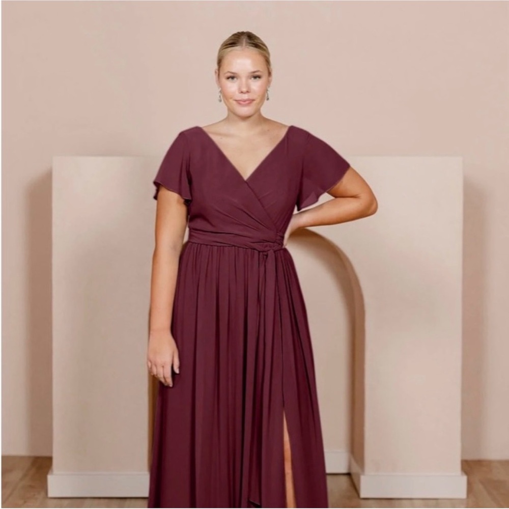 Cabernet Harper Chiffon Faux Wrap Dress from Revelry